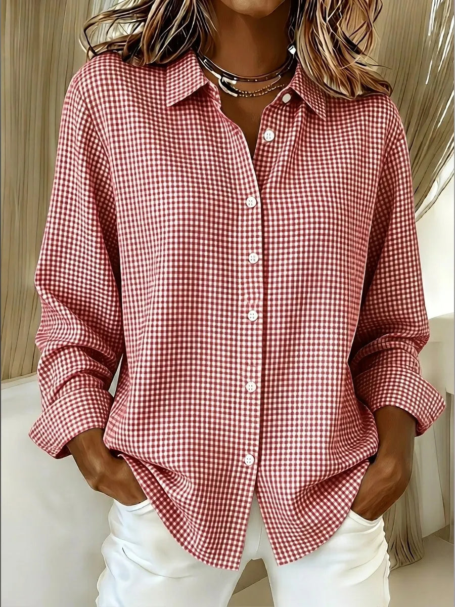 New Arrivalš„ Women's Casual Gingham Long Sleeve Button Down Shirt