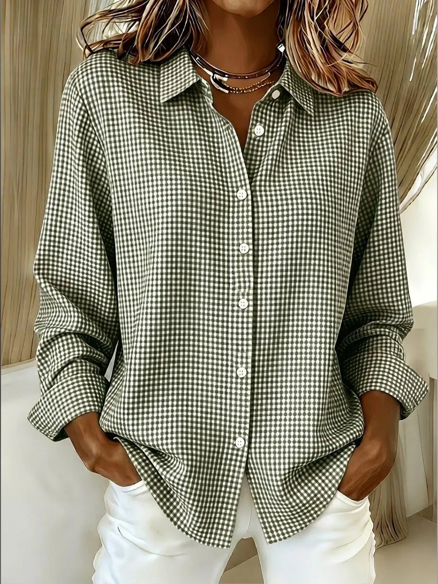 New Arrivalš„ Women's Casual Gingham Long Sleeve Button Down Shirt