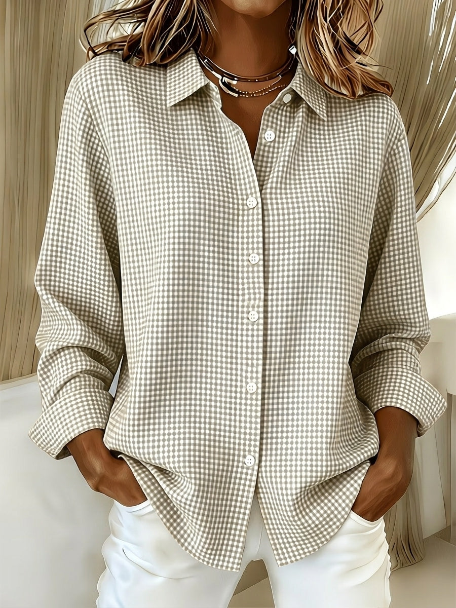 New Arrivalš„ Women's Casual Gingham Long Sleeve Button Down Shirt