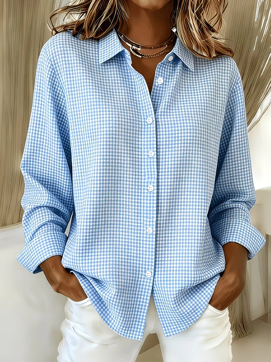 New Arrivalš„ Women's Casual Gingham Long Sleeve Button Down Shirt