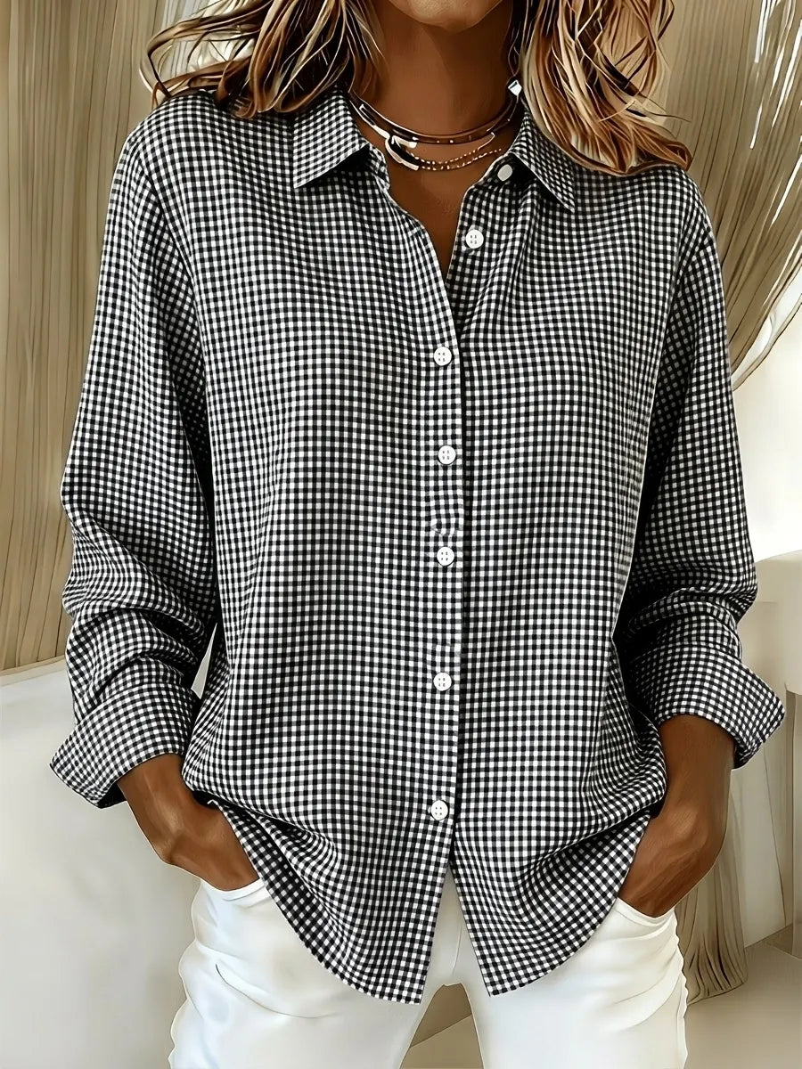 New Arrivalš„ Women's Casual Gingham Long Sleeve Button Down Shirt