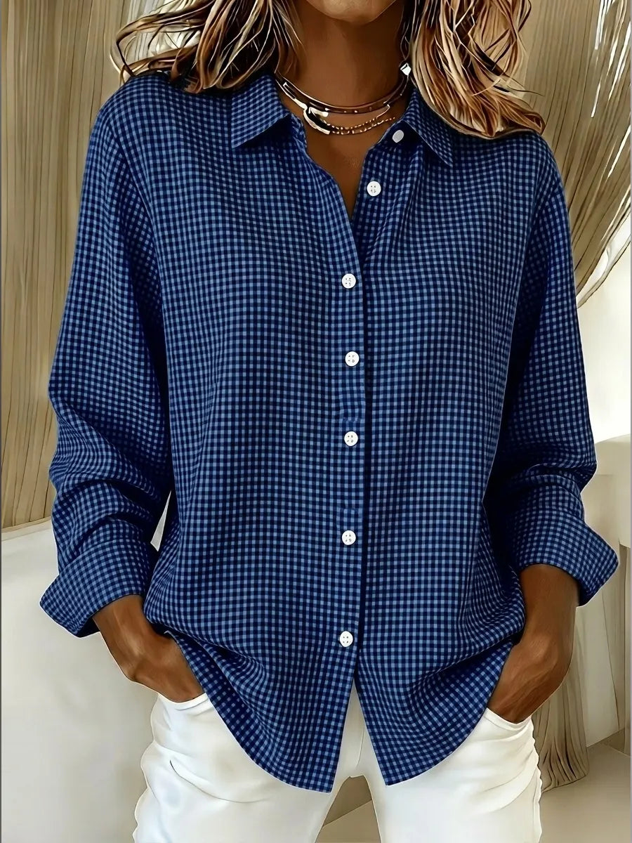 New Arrivalš„ Women's Casual Gingham Long Sleeve Button Down Shirt