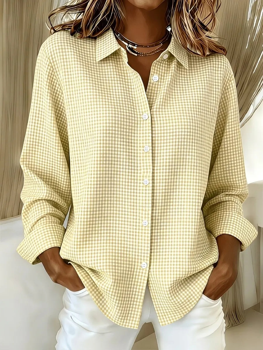 New Arrivalš„ Women's Casual Gingham Long Sleeve Button Down Shirt