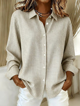 New Arrival🔥 Women's Casual Gingham Long Sleeve Button Down Shirt