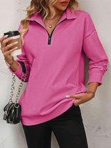 ⏰Womens Zip-Up Dropped Shoulder Sweatshirt