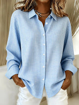 New Arrival🔥 Women's Casual Gingham Long Sleeve Button Down Shirt
