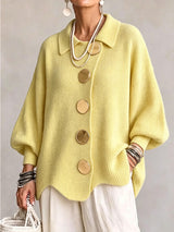 New Arrival🔥 Oversized Collared Knit Cardigan With Large Metal Buttons